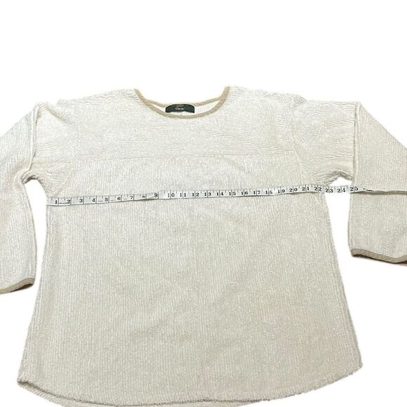Orvis Vintage Women’s Terrycloth Textured Cream Long Sleeve Pajama Top, Size M - Picture 3 of 5